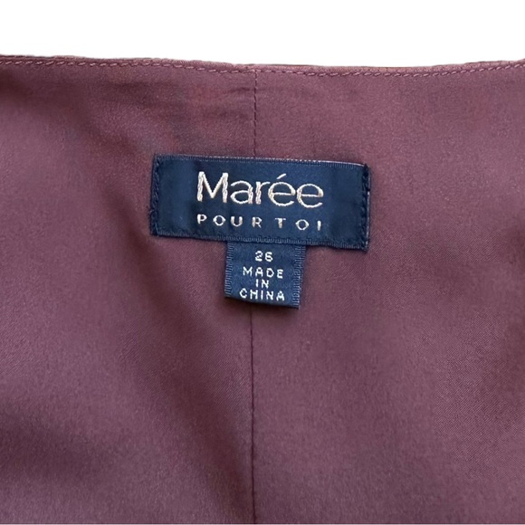 NWT Maree Pour Toi Bishop Sleeve Wrap Top Blouse Metallic Satin Brown Size 26 - Picture 6 of 12